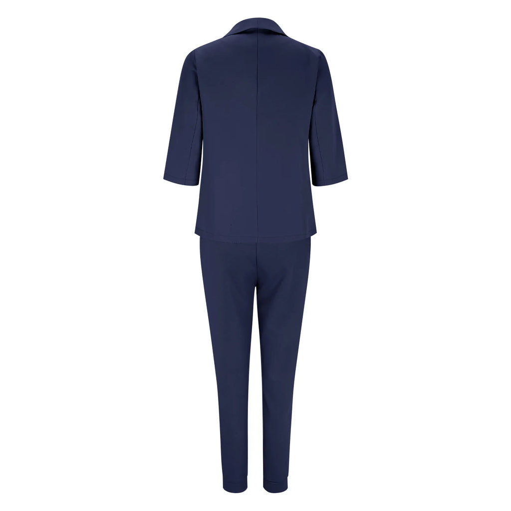 Traje de oficina formal de dos piezas para mujer 2026, conjunto de blazer y pantalón ajustado con bolsillo, solapa, conjuntos de oficina para mujer, chándal de 2 piezas