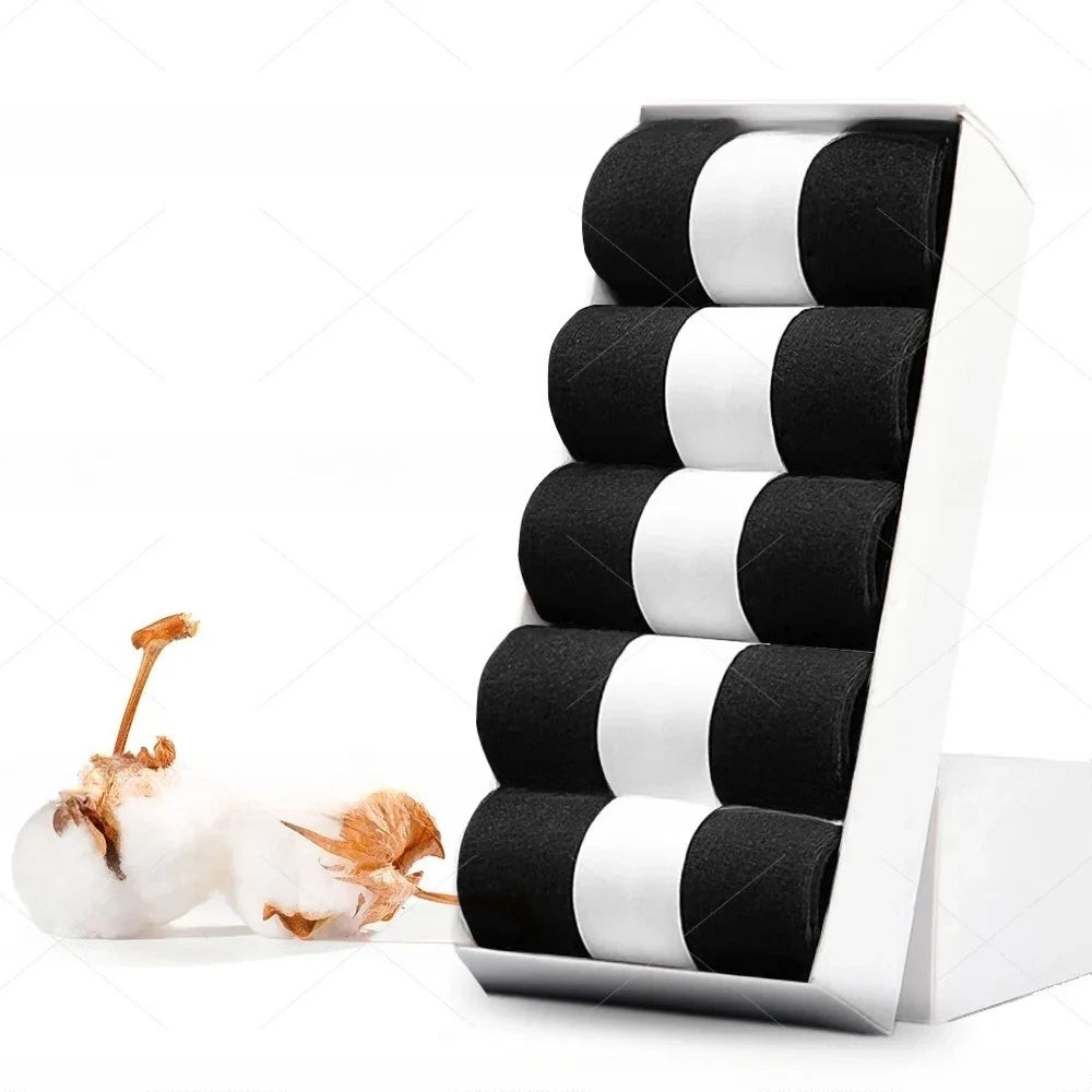 5/10 Pairs Men Socks Cotton Blend Black Business Casual Soft Breathable for  Spring Summer Autumn Winter Size 6-13