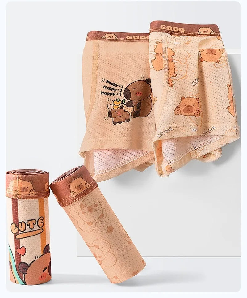 4PCS Summer Kid Mesh Breathable Panties for Boy Soft Comfort Antibacterial Knickers 3+y Young Child Cute Cartoon Print Underwear