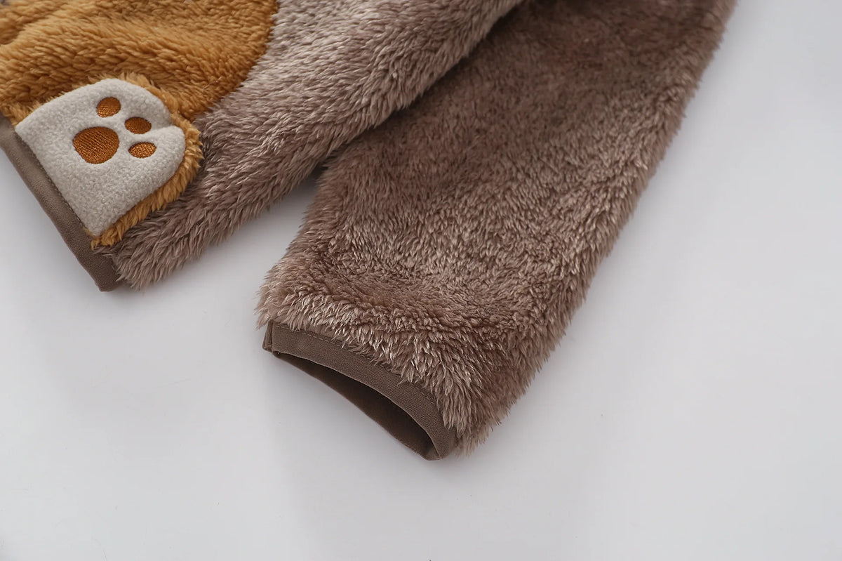 1 2 3 4 5 Years Autumn Winter Plush Boys Jacket Cute Ears Keep Warm Princess Girls Coat Hooded Zipper Outerwear New Kids Clothes