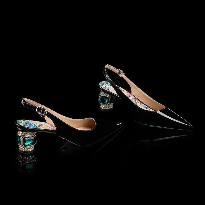 【JOCHEBED HU】2025 Newest Spring Summer Shoes Woman Sexy Brand Genuine Leather Shallow Pumps Pointed-Toes Strange Style  33-46