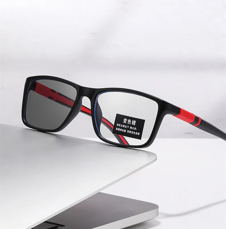 Fashion Photochromic Reading Glasses for Men Presbyopia Hyperopia Sports Glasses Anti Blue Light Glasses +100 +150 +200 +250