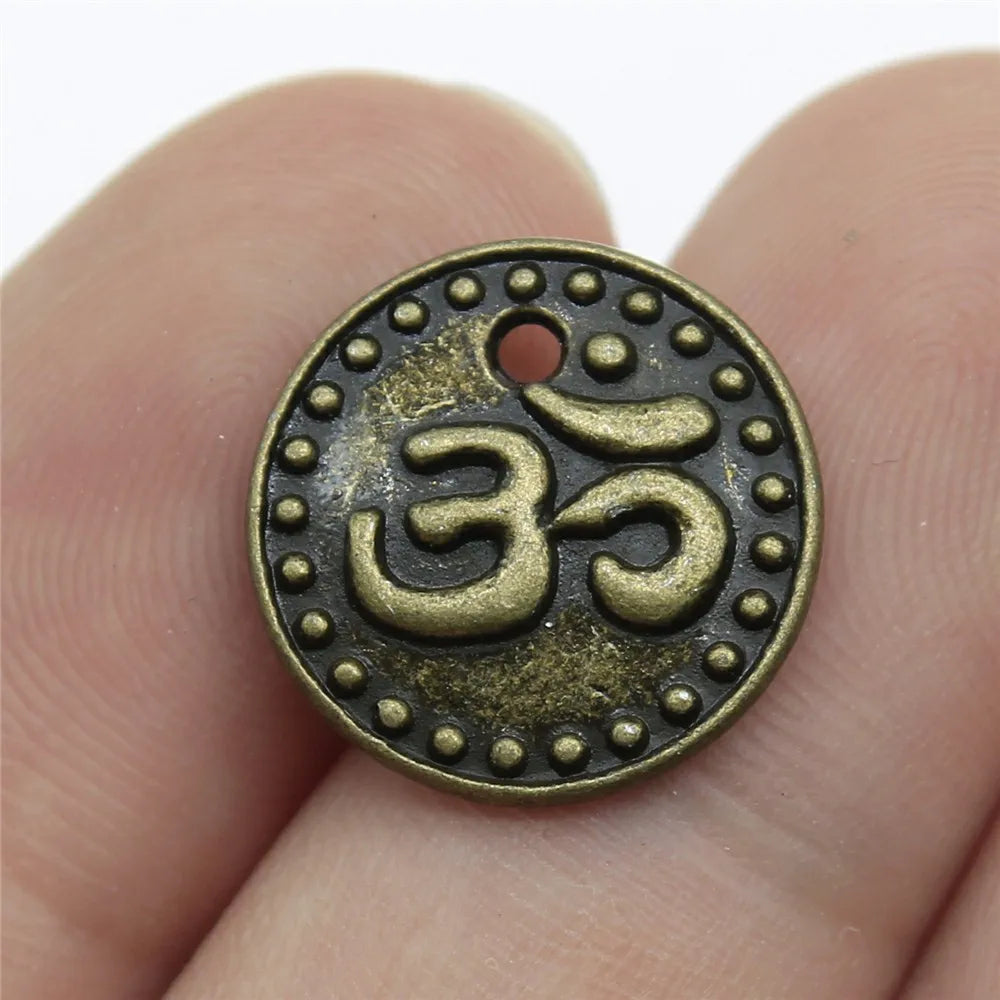 10pcs Charms Yoga Om Pendants Making DIY Handmade Tibetan Silver Color Vintage Antique Bronze Color Jewelry Making Finding
