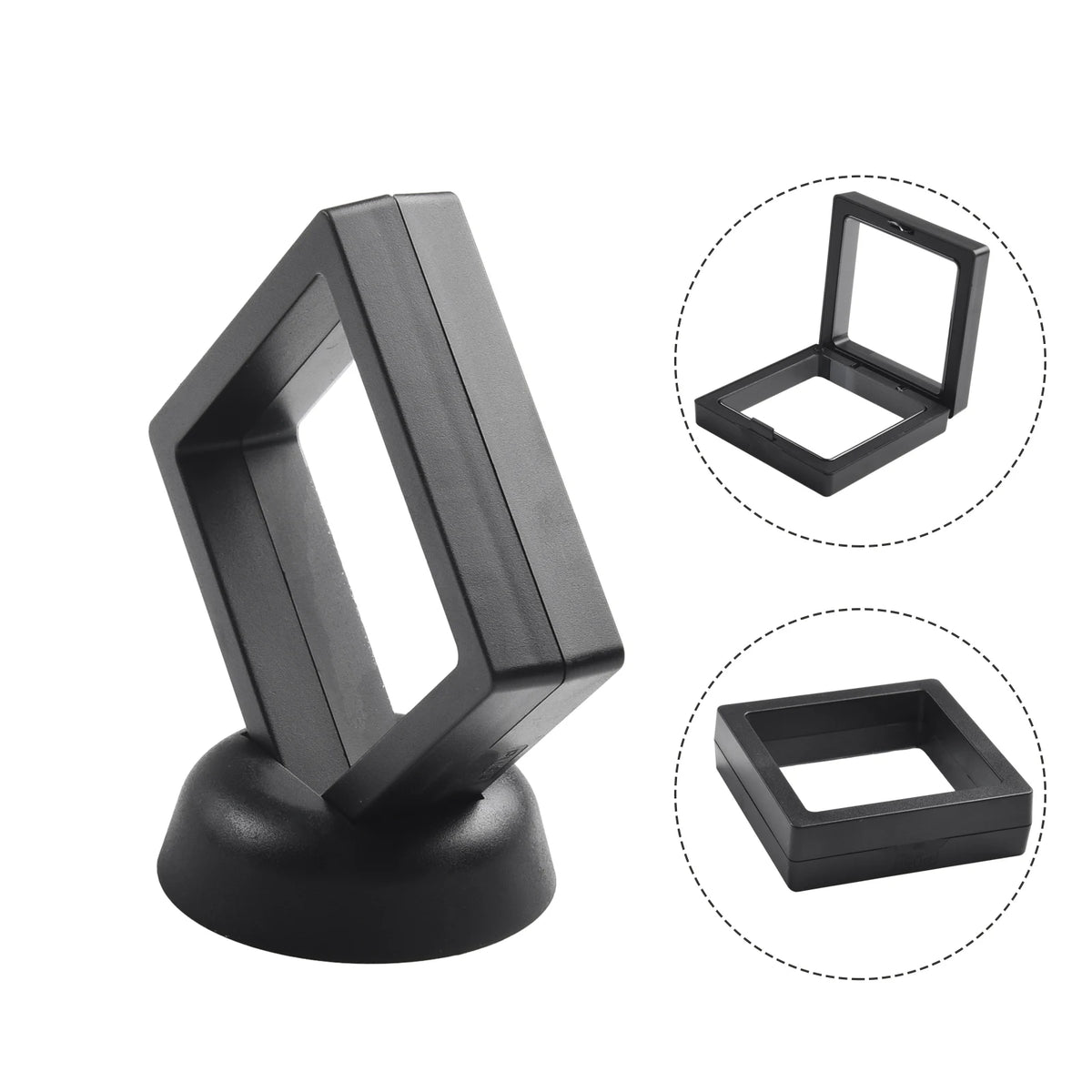 3D Floating Jewelry Coin Display Frame Holder Stand Box Clear Jewelry Ring Coin Ring Pendant Gemstones Display Case