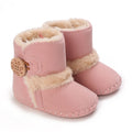 0-18 Month Old Baby Warm Shoes With Semi Rubber Sole Anti Slip and Plush Snow Boots For Autumn and Winter