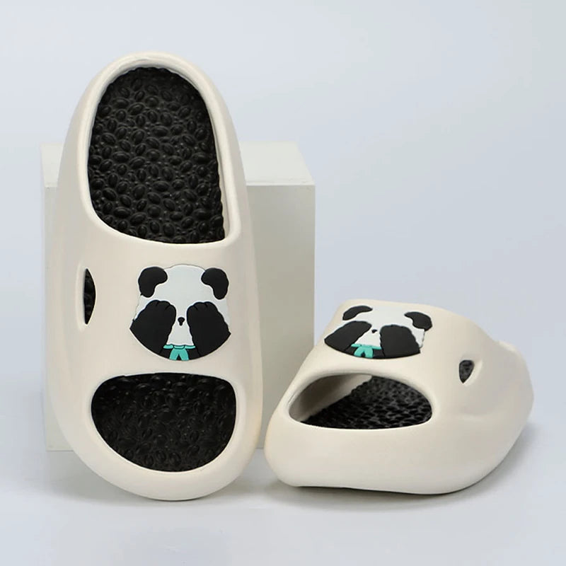 Thick Platform Panda Slippers for Women 2024 Summer Soft Sole Platform Sandals Woman Massage Non Slip Indoor Bathroom Slippers