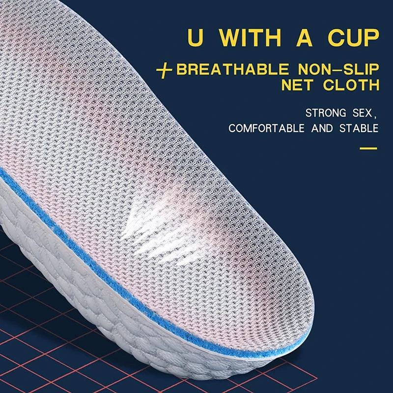 Height Increase Insoles for Men Women Shoes Flat Feet Arch Support Orthopedic Insoles Sneakers Memory Foam Invisible Pads 1 Pair