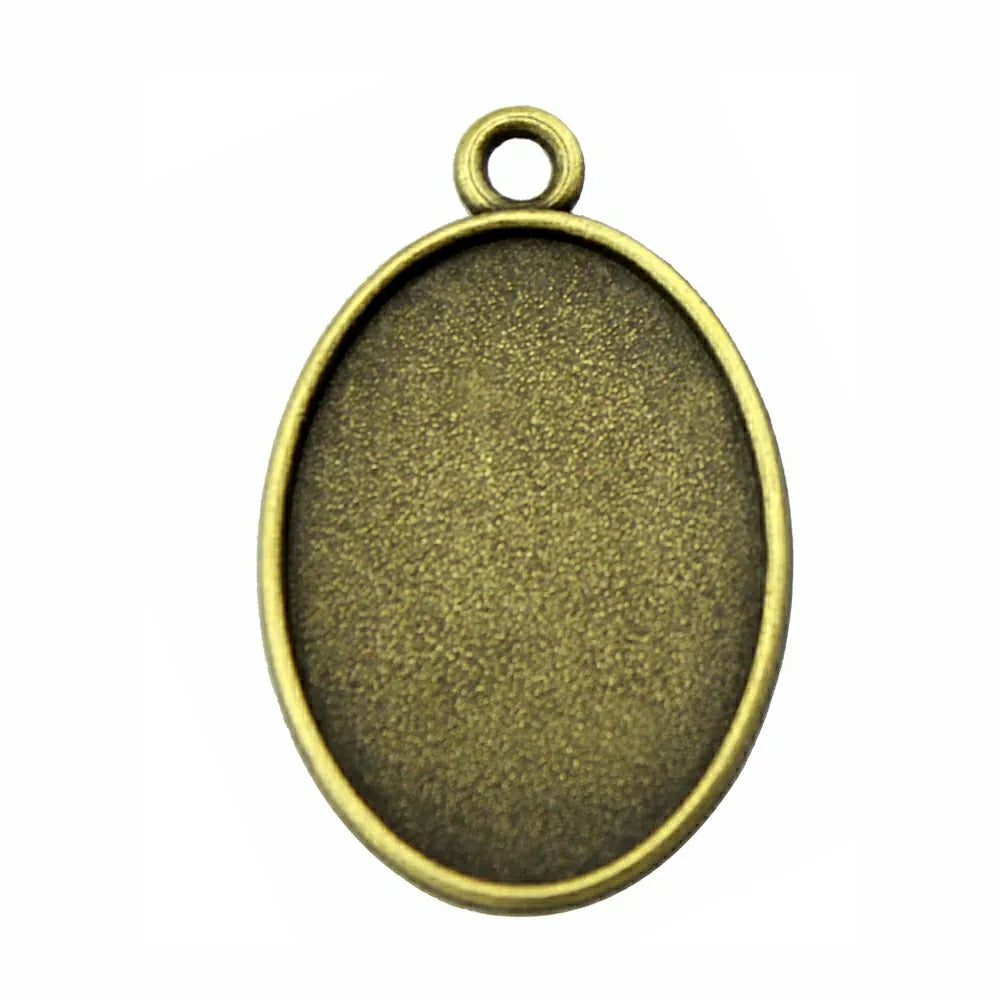 10pcs 13x18mm 18x25mm Inner Size Simple Oval Shape Zinc Alloy Cameo Cabochon Base Setting Pendant