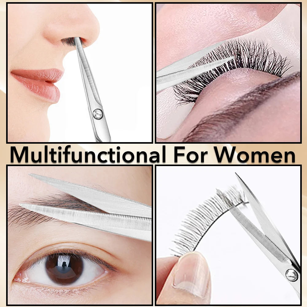 1Pc Eyebrows Scissors Stainless steel Eyelash Facial Hair Nose Hair Scissors Multi-Purpose Hair Trimming Beauty Makeup Scissors