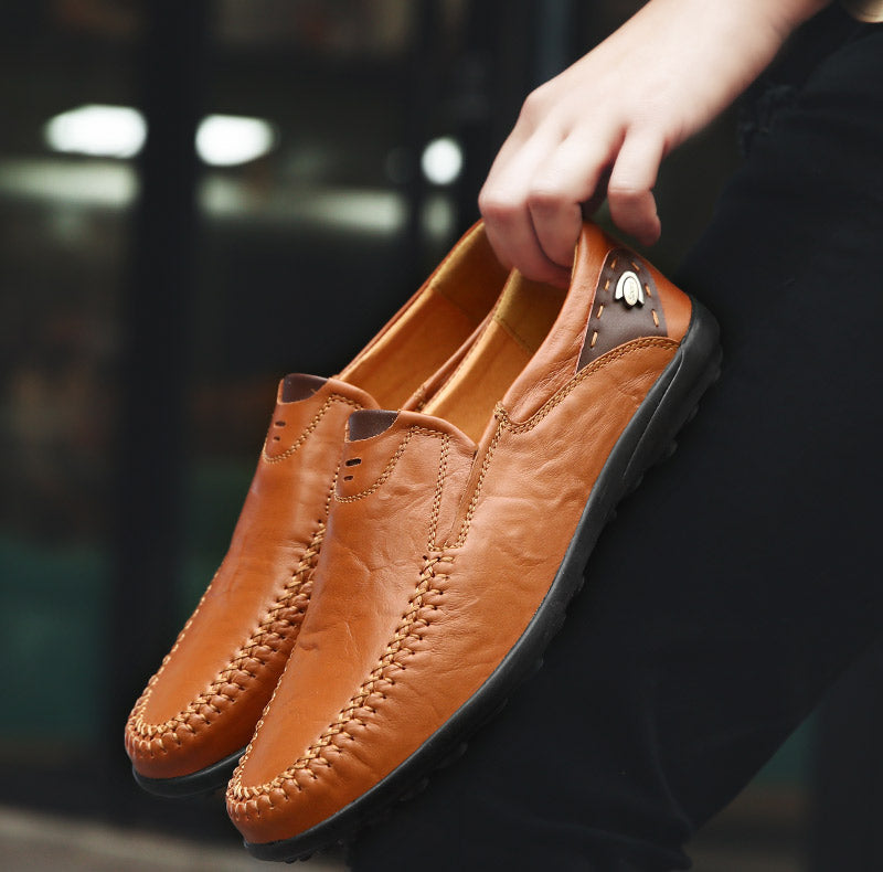 Herrenschuhe Casual Luxus-Marke Echtes Leder Italienische Herren Loafers Mokassins Slipper Herren Mokassins Schwarz Braun Übergröße 47