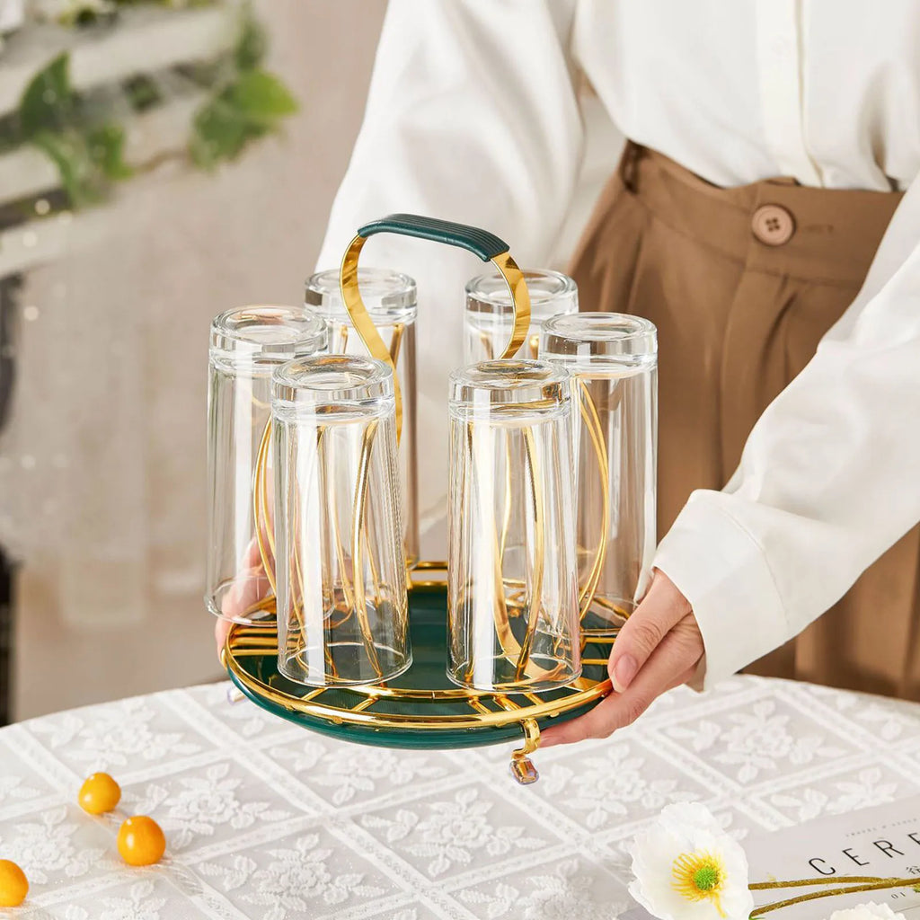 Cup Upside Down Drain Rack Space-saving Large Capacity Cup Organizer Rack for Home Kitchen Bar Decoration