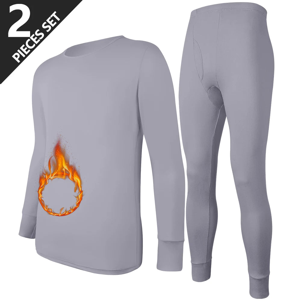 Thermal Underwear for Men Winter Fleece Bottom Johns T-shirt 2PCS Elastic Casual Home Suit Skin-friendly Breathable Clothing New