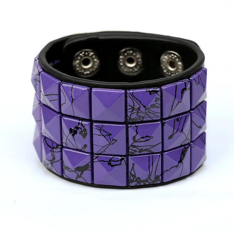 Fashion Punk Leather Bracelet Unisex Black Cuff Adjustable Rock Style Wristband Jewelry for Men Women Gifts
