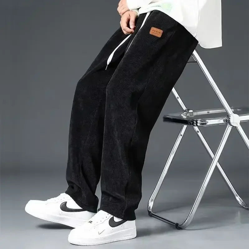 Y2k Korean Men Basic Blank Solid Baggy Joggers Running Sports Pants Trousers Casual Grey Jogging Pants for Men Drawstring Pants