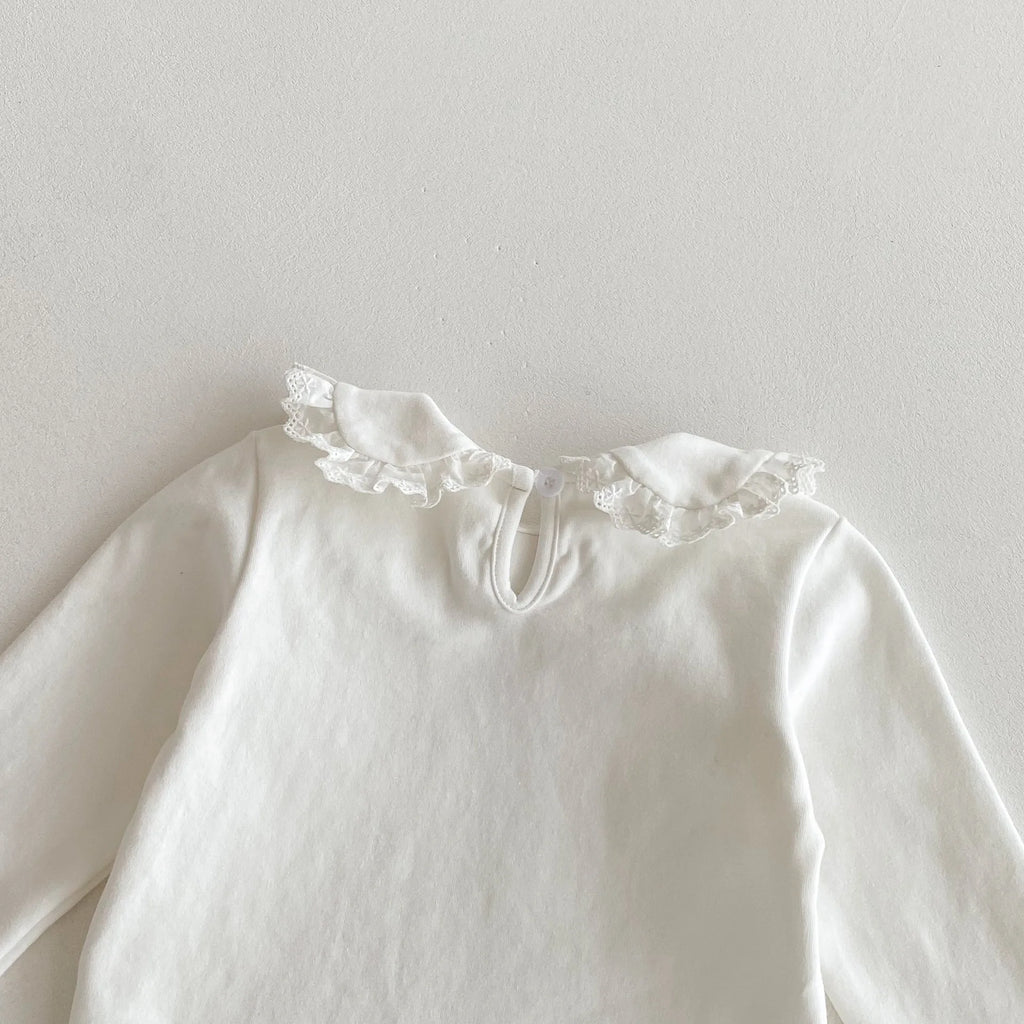 2026 Autumn New Girls Long Sleeve Bottoming Shirts Solid Children Cotton T Shirts Baby Girl Peter Pan Collar Tops Kids Clothes