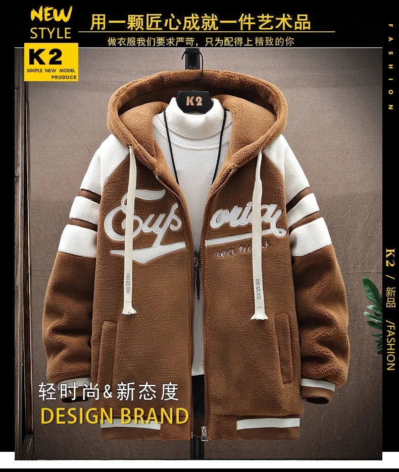 2023 Herren Kapuzenjacken Japan Mode Streetwear Harajuku Mäntel Herren Herbst Winter Herren Kleidung Wolljacken Stickerei Jacke
