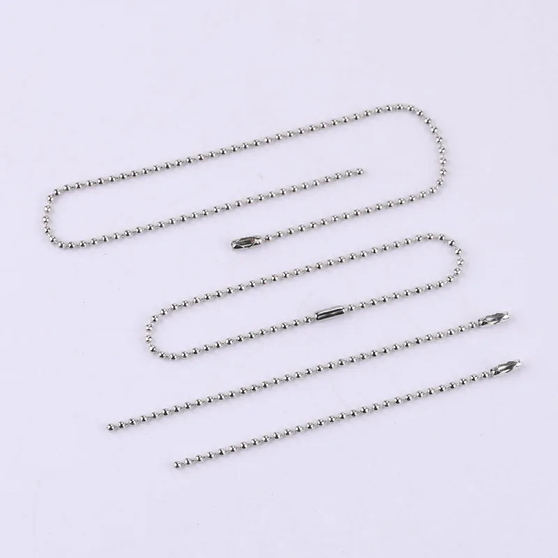 10pcs/lot 15-100cm Stainless Steel 2.4mm  Ball Chain Men Necklace Bracelet Keychain Trinket Dog Tag Jewelry Accessories Finding