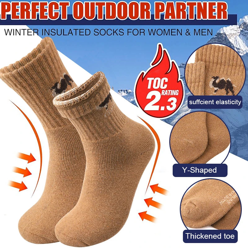 5Pairs Winter Men's Wool Socks Thick Thermal Animal Sports Socks Outdoor Hiking Cycling Soft Casual Mid Tube Snow Socks