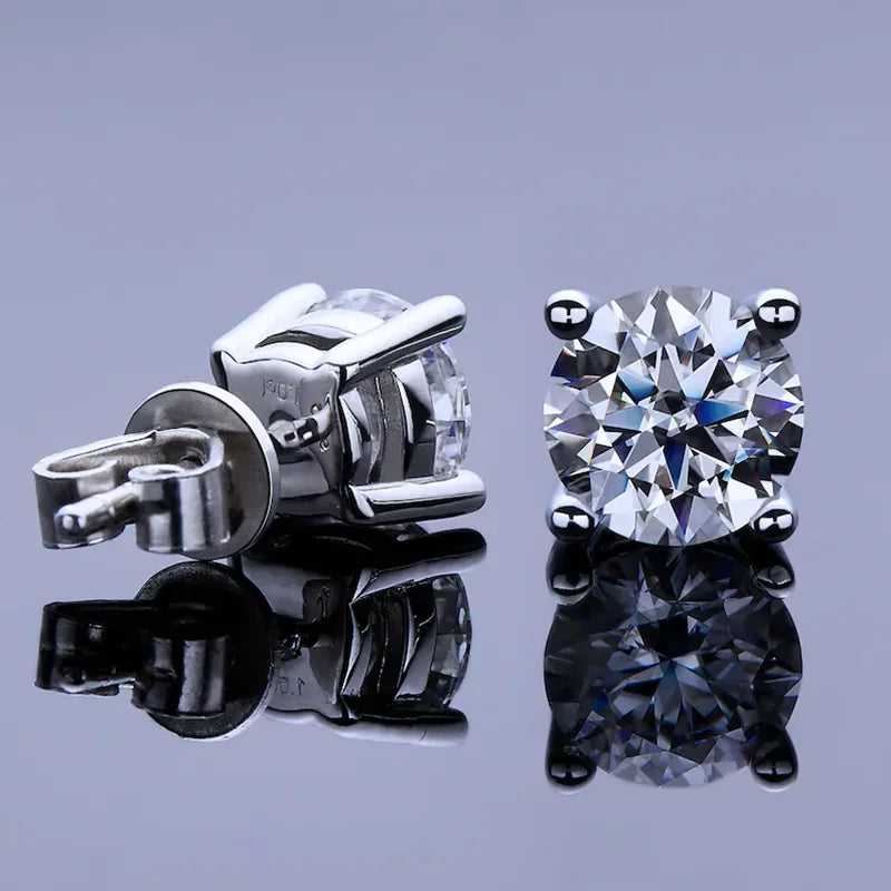 Lnngy 0.3-2CT Moissanite Stud Earrings For Women Girl 925 Certified Silver Earring Exquisite Wedding Jewelry Piercing Pendientes