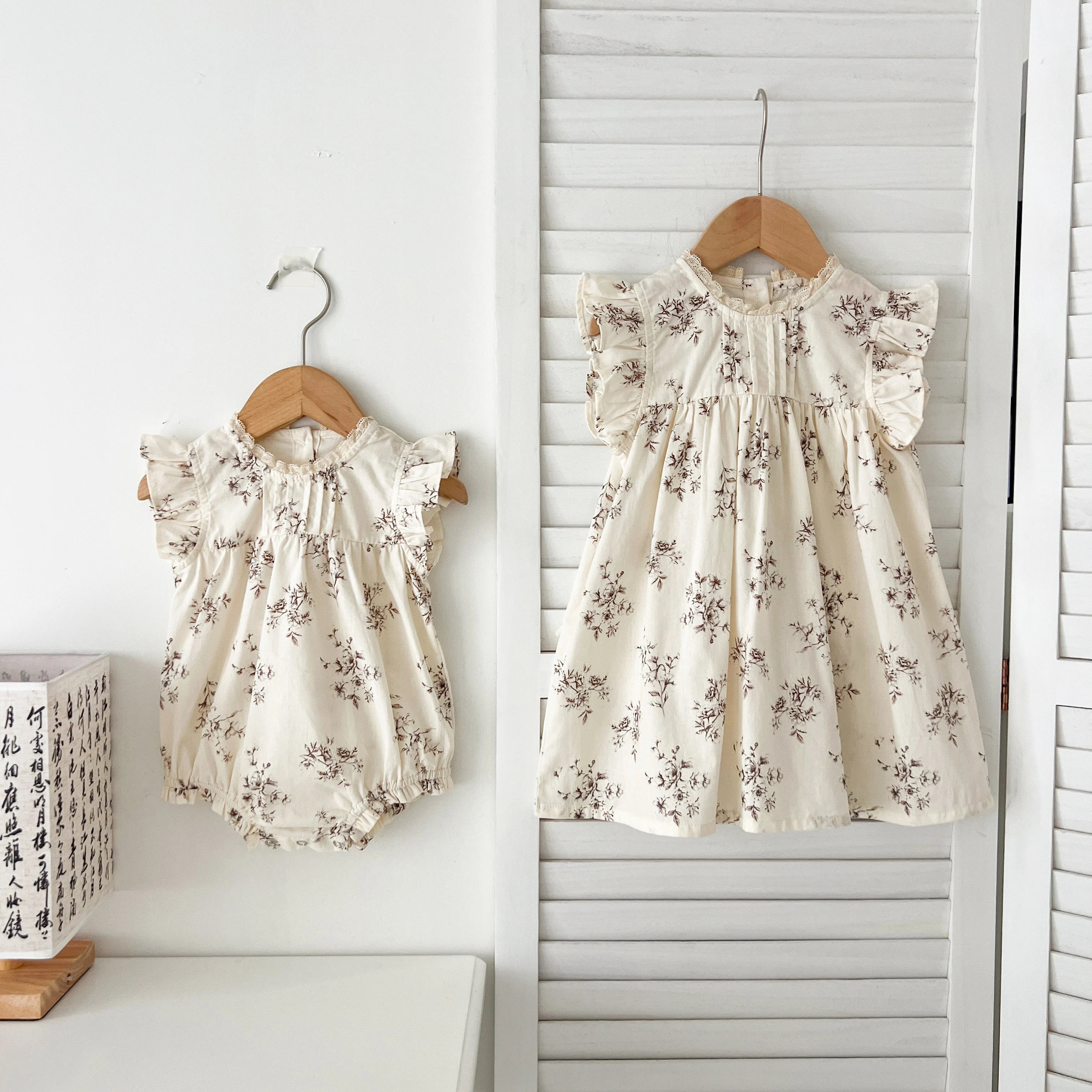 0-7Yrs Toddler Sister Dress Newborn Baby Girl Lace Romper Ruffle Sleeveless Jumpsuit Infant Onepiece Spring Summer Baby Clothes
