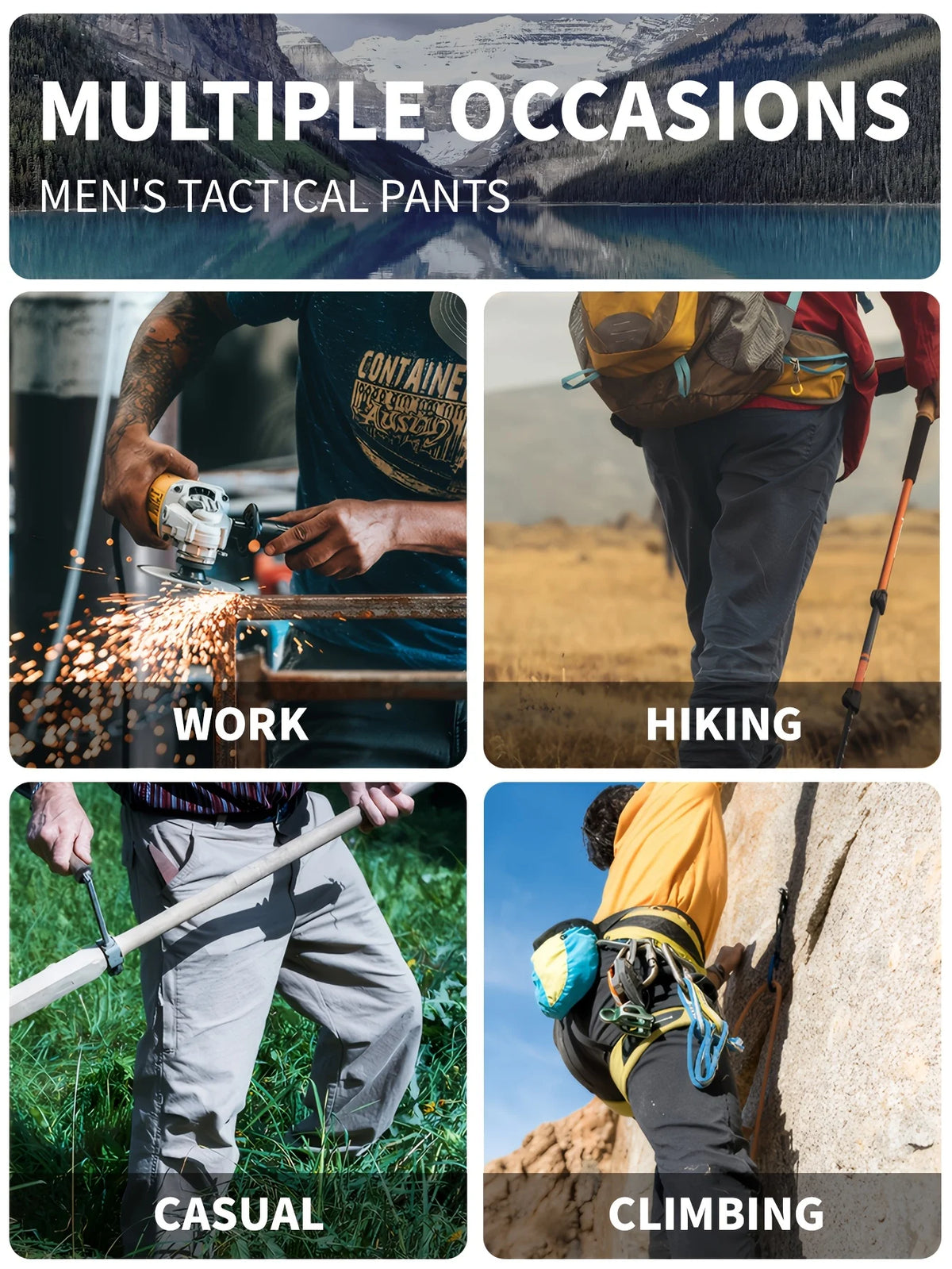 2025 Elastic Men's Tactical Cargo Pants Plus Size Outdoor Hiking Fishing Work Pant Waterproof Multi-pocket Trousers for Men