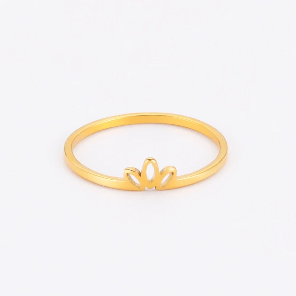 COOLTIME Lotusringe für Damen Edelstahl Paarring Hochzeitsverlobungsgeschenke Minimalistische Ringe Trendschmuck