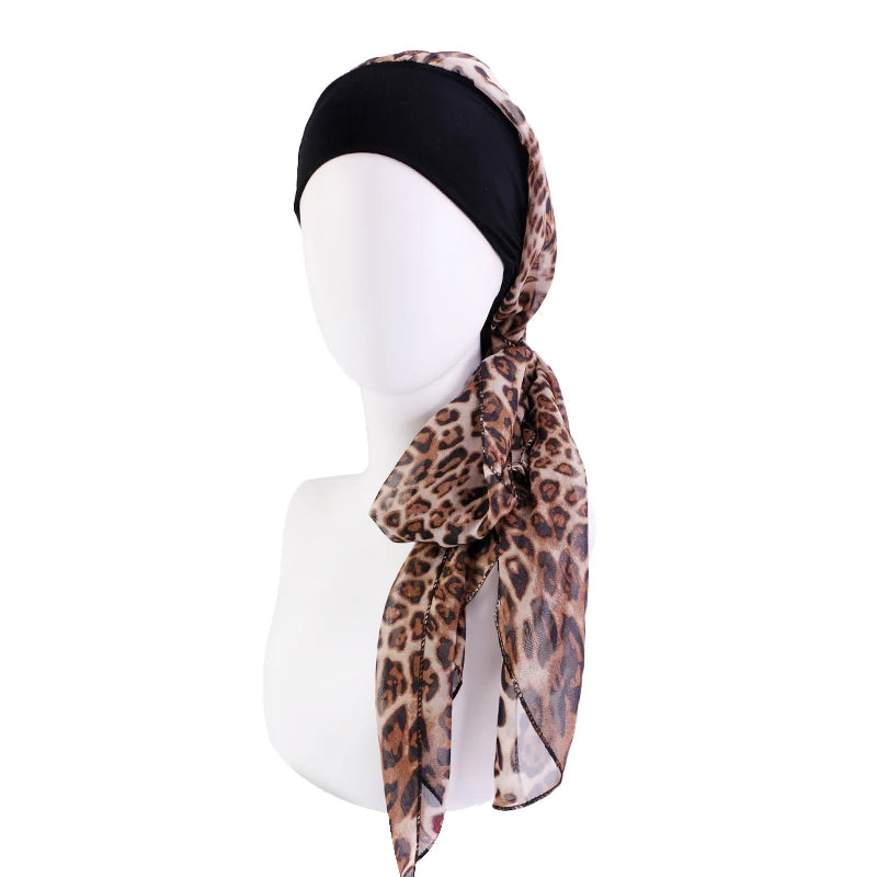 New Muslim Women Hijab Head Wrap Pre-Tied Headwear Cancer Chemo Flower Printed Elastic Turban Cover Hair Loss Head Scarf Bandana