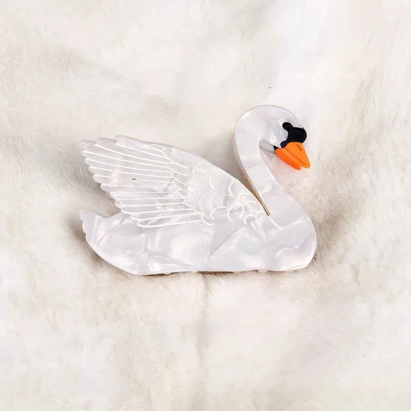 New Cute Animal Hair Claw  Acetate Pig Swan Hair Clips Fun Cartoon Cow Chicken Grab Shark Clips  for Women Hair Accessories