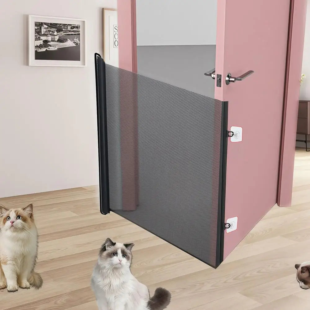 Barrera de seguridad retráctil de malla para mascotas, sin taladros, extensible, para protección infantil, barrera protectora de malla para mascotas, pantalla para balcones y pasillos