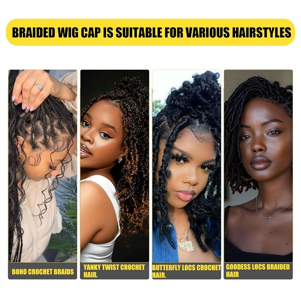 HOT Braided Wig Cap -Double Full Lace Crochet Wig Cap with Baby Hair - Breathable Lace Cap for Black Women Glueless Braided