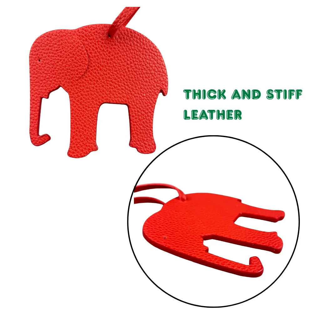 Colorful Elephant Leather Bag Charm - 12 Vibrant Colors, Mix & Match Style, Durable & Thick Leather Keychain-PU Leather