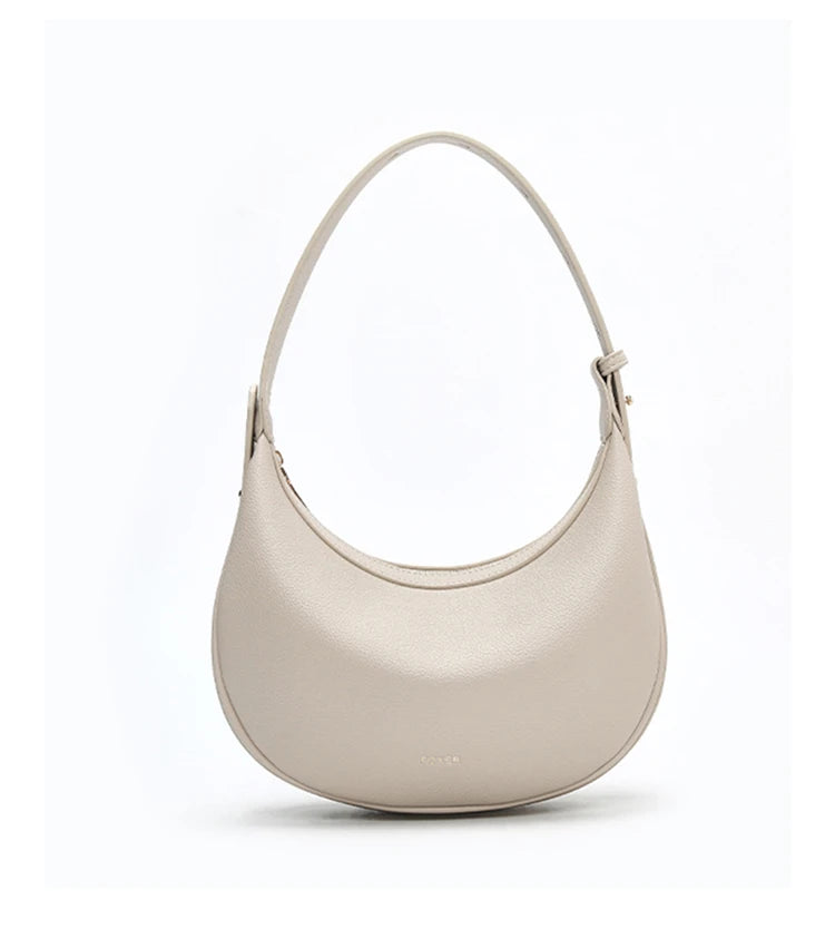 FOXER Brand PU Leather Women's Shoulder Bag Fashion Female Underarm Hobo Bag Crescent Half-moon Bag Travel Small Crossbody Bag