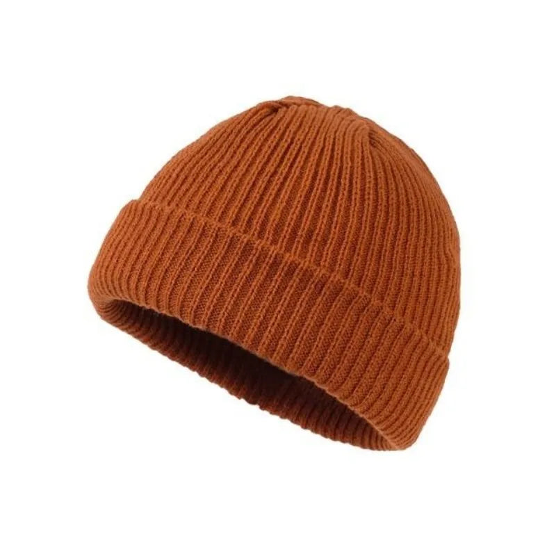 Solid color knitted woolen hat for men and women, hip-hop melon skin hat suitable for keeping warm and cold in autumn and winter