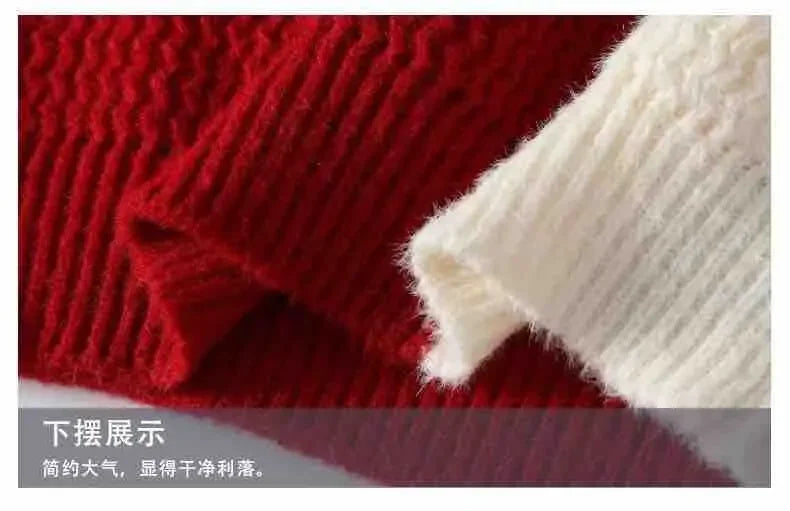 Autumn Winter Men Sweater O-Neck Patchwork Contrast Color Korean Trend Fashion Thicken Warm Pullovers Long Sleeve Knitted Tops