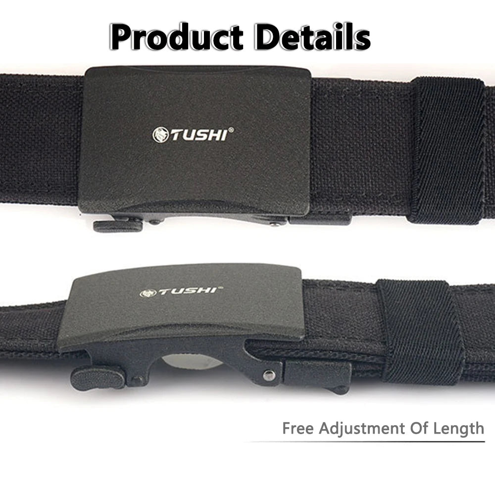 TUSHI New Stiff Tactical Belt for Men Metal Automatic Buckle Military Police Duty Belt 1100D Nylon Gun Belt Casual Girdle Male