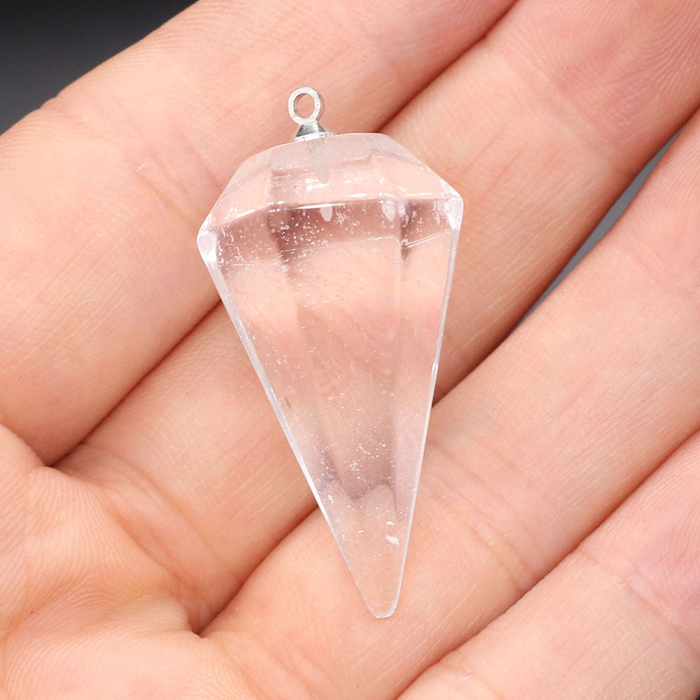 Small Size Reiki Healing Pendulums Natural Stones Pendant Faceted Crystal Cone Charms Pendant For Jewelry Making DIY Necklace