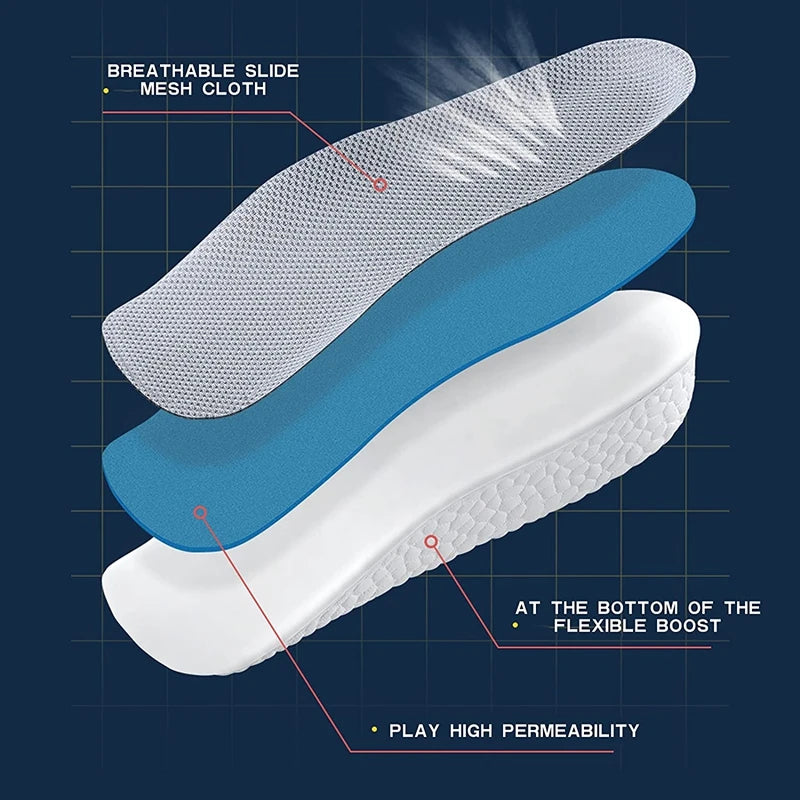 Height Increase Insoles for Men Women Shoes Flat Feet Arch Support Orthopedic Insoles Sneakers Memory Foam Invisible Pads 1 Pair
