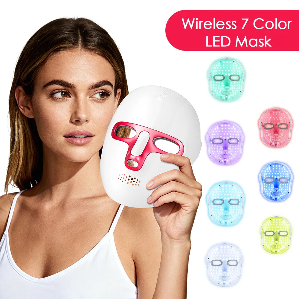 LED Light Face Mask Beauty Device 7 Colors LED Photon Beauty Mask Anti Aging Lifting Whitening Skin for Home Personal Use