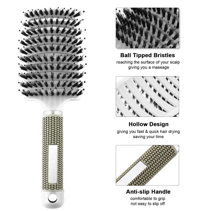 Salon Hairdressing Comb Bristle Women Scalp Massage Combs Professional Wet Curly Detangle Hair Brush For Barber Styling Tools