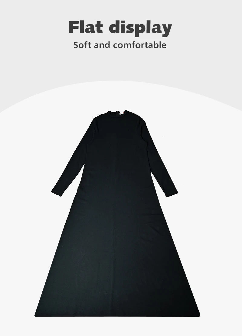 Maxikleid Damen Langarmkleid Blumen und Perlen Oberteil Freizeitkleid Rundhals Schwarz Modal Ripp-Oberteil Größen XS-XXXL