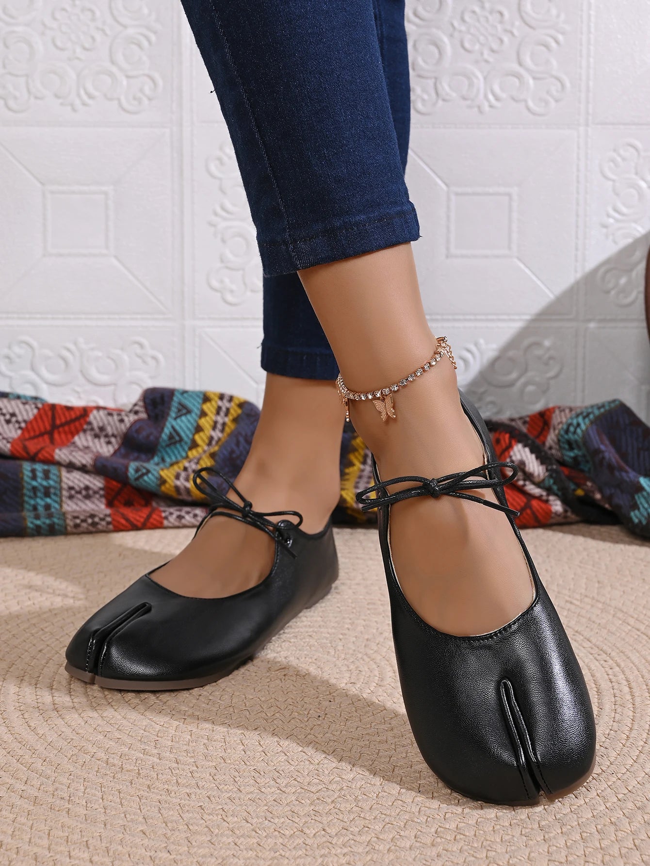 Fashion Soft Leather Split Toe Women Tabi Ballet Flats Spring Autumn Comfortable Walking Lazy Loafers Casual Girls Dance Shoes