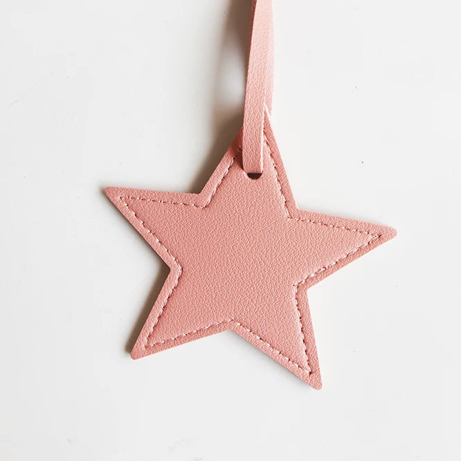 Custom Name Handbag Pendant Cute Star PU Leather Fashion Accessories Wholesale Engrave Initials Travel Luggage Tag Creative Gift