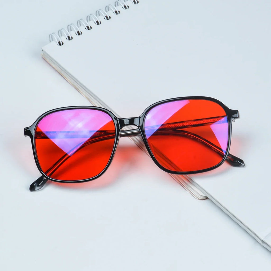 SHINU red lens glasses sleep better eyeglasses before bed only orange lens gaming glasses blue light filter glasses women