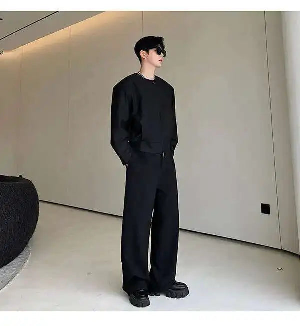 IEFB Men's Suit Pants Solid Color Niche Design Korean Style Casual Straight Elastic Waist Versatile Trousers 2023 New 9C2269