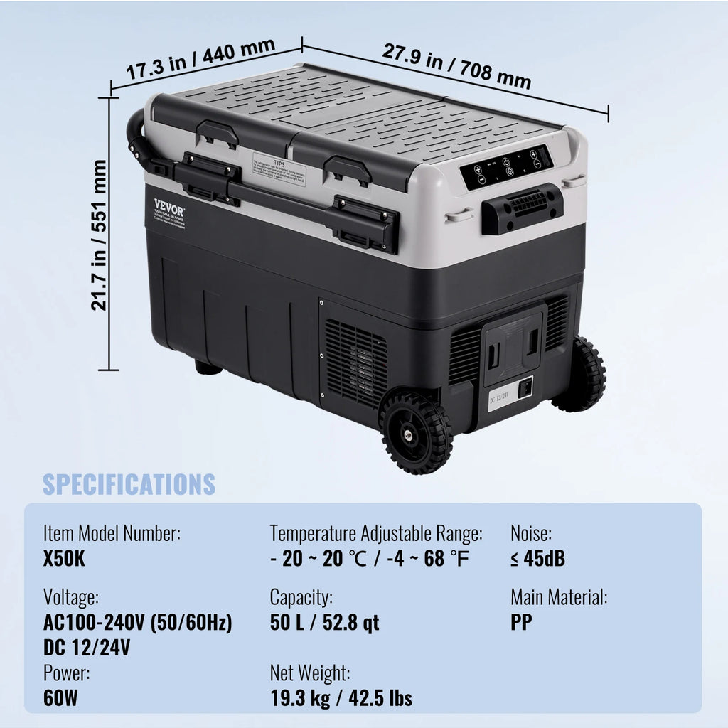 SucceBuy 40L 50L 58L Portable Car Refrigerator Car Cooler Car Refrigerator Fridge Compressor Cooler for Home, Outdoor, Camping, RV