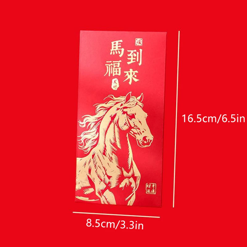 6 Pcs 2026 New Year Red Envelope Chinese Spring Festival Lucky Money Pockets Year of the Horse Lunar Year Celebration Supplies