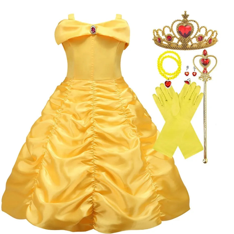Girls Birthday Party Costumes Kids Belle Dress Up Beauty and The Beast Costume Princess Dress Baby Christmas Halloween Costume