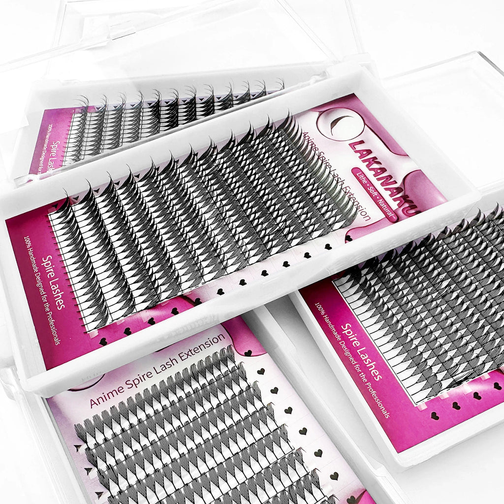LAKANAKU Spire Lashes Feather Einzelwimpernverlängerungen B/C/CC/D Kaschmir Volumen vorgefertigte Spikes Wimpern