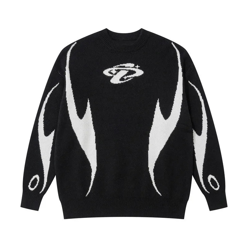 Nuevos jerséis de otoño e invierno para hombre/mujer en comercio exterior, tejido con patrón Y2K, jersey Harajuku, cuello redondo suelto unisex