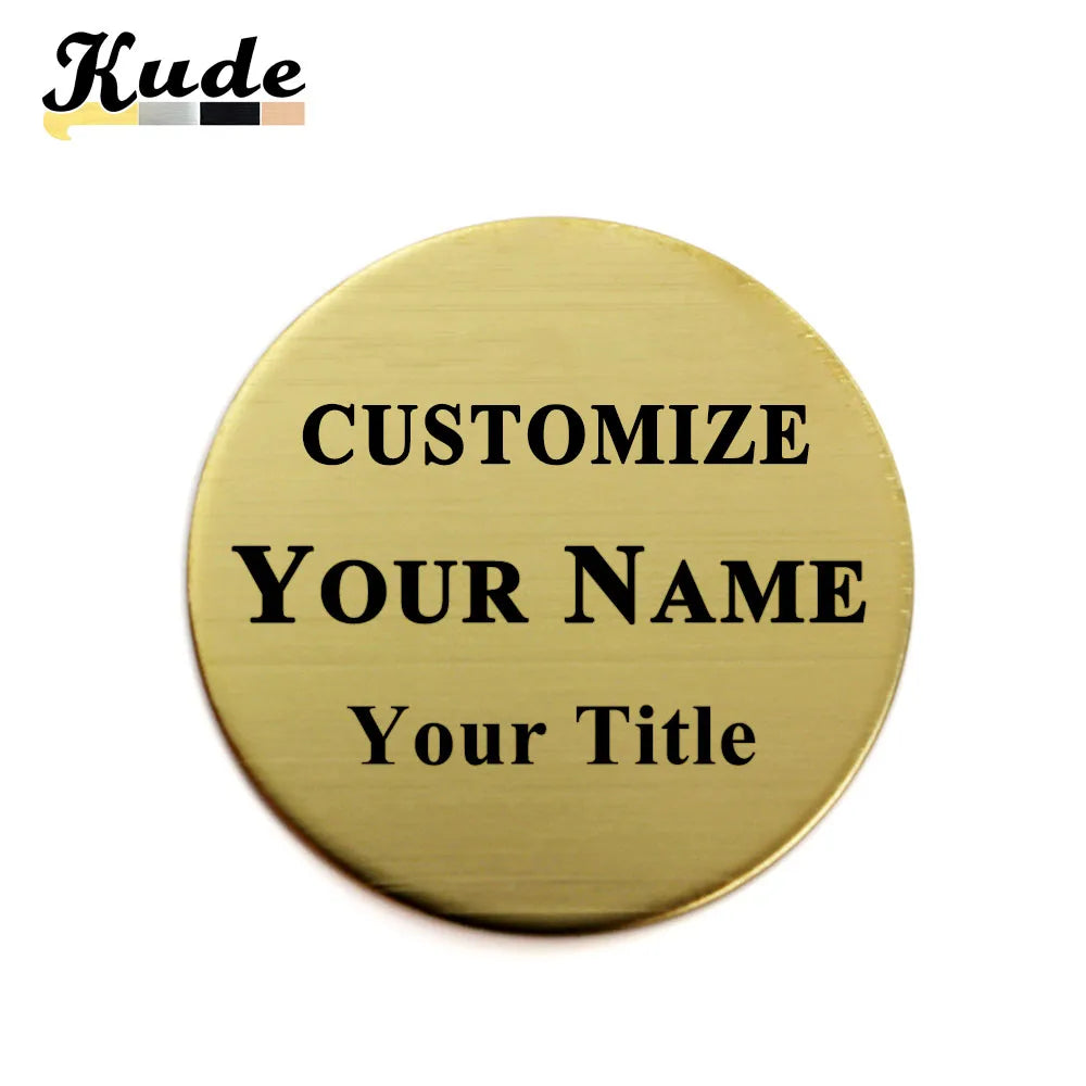 30mm/40mm Round Custom Personalized Laser Engraved Your Text Logo Business ID Plate Steel Metal Door Wall Photo Tag Name Badges